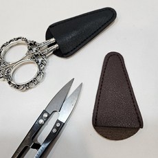 PU가죽 가위 쪽가위 안전 보관 커버, 1개, 브라운 1P