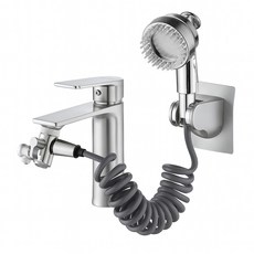 배럴즈 올인원 샤워기 욕실 수도꼭지 원홀 샤워수전 워터탭, 실버, 1개