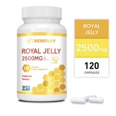 로얄 젤리 캡슐 | 2500mg | 120정 | 비GMO 및 글루텐 프리 | 전통 보충제, 1개