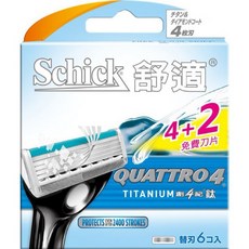 Schick 舒適創4紀鈦刮鬍刀片 6入 福利出清, 一盒