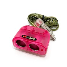 IDFR 車用雙孔 12V 10A 電源插座 點菸器插座 車用電源延長線 粉色, 1個, 2口