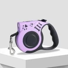 야간 산책용 플래시라이트가 있는 자동 개줄 소형 및 중형 개와 고양이를 위한 16FT 텔레스코픽 트랙터, 05 보라색