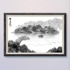 중국 고전 역사 잉크 풍경 그림 벽 실크 포스터 아트 장식 선물, 3. 7