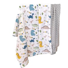 雙面絨毛 嬰兒安撫毯 - 雙層顆粒冷氣毯, 灰-侏儸紀