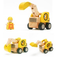 유아 원목 포크레인 장난감 장식용 돌장난감 프라모델, 1피스, 1개