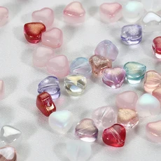 20pcs 다채로운 사랑 심장 비즈 오로라 유리 스페이서 DIY 목걸이 팔찌 펜던트 쥬얼리 액세서리 만들기, 05 Colorful