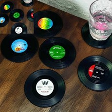 레트로 카페 커피 잔 위스키 LP코스터 레코드 LP 코스터 받침, F, 1개, 1개, F