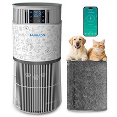 SmART 아트 Pet 헤어 공기 청정기 대형 방 2500제곱 피트 True H13 HEPA 필터 비듬 냄새 연기를 적극적으로 빨아들입니다 세척 가능한 메시 Wi Fi 앱 컨트, White-Pro