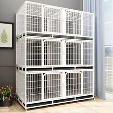 貓籠子三層繁殖籠 繁育狗籠帶隔斷家用子母配對籠 寵物店寄養鴿子籠, 1個, 白色 分體三層 高度195cm,XL-超大型(長214cm寬70cm)帶