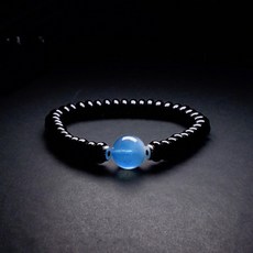 Quelea 海藍寶與黑瑪瑙算盤珠手鍊 男士手鍊 彈性手串