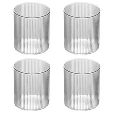 투데이리빙 4개입 세트 스트라이프 유리컵 300ml 커피 주스 내열 세련된 투명 유리잔 찻잔 유리 물컵 홈카페, 4개, R98832Q(투명
