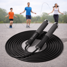MIRRA 높은 전신운동 다이어트 프리미엄 베어링 논슬립 와이어 줄넘기, 블랙, 1개