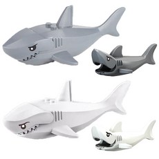 상어 BIG & MINI 4종 세트 호환블럭 브릭미니피규어 취미/수집/장식/컬렉션용 커스텀 블록피겨, 05. 좀비상어 4종 세트, 1개