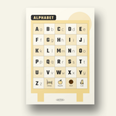 A2 학습포스터 두꺼운 프리미엄 무광코팅 대형 학습벽보 + 양면테이프 증정, 조각숲, 옐로우, 알파벳, 첫 학습 환경