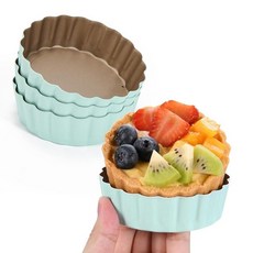 LIFVCNT 4피스 9.1cm(3.6인치) 미니 타르트 팬 깊이 2.5cm(1인치) 탈착식 바닥 논스틱 틴 케이스 - 그린_155174, Green-4Pcs