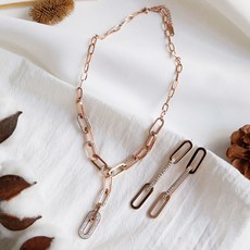 NOID-B 鏈條造型項鍊+鏈條造型耳環組