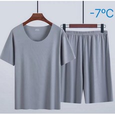 큐와이 남성용 여름 냉감 반팔 잠옷 상하의 세트
