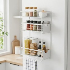 란몰 다용도 슬라이딩 냉장고 틈새 자석 수납선반, 화이트, 1개