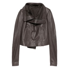 릭 오웬스 비대칭 레더 코트