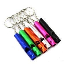 戶外求生哨 多功能緊急求援哨子 鋁合金雙孔高頻哨 單孔鋁合金哨小款大款便攜設計 三孔高音塑膠哨 溫度計指南針四合一工具哨, 單孔｜大款鋁合金哨｜顏色隨機, 1個