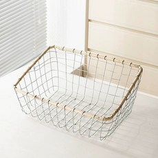 베이커리 철제 바구니 북유럽식 매장 진열용품 선반 수납, 1개, 라탄 각진 입 소형 35 x 25x8 16cm