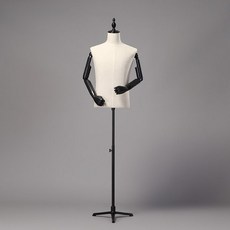 服裝模特道具男半身包佈人臺假人模特櫥窗展示陳列架人體模特架 服飾模特兒 假人模特兒 擺攤人檯模特兒 人形模特兒, 米白色麻布黑塑料手三腳