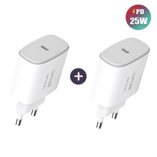 1+1 PD 25W 1포트 가정용 충전기, 2개, 화이트