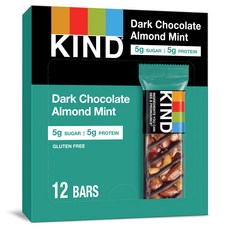 KIND 너트 바 1.4온스(12팩) 다크 초콜릿 견과류 KIND Nut Bars Dark Chocolate Mint Healthy Snacks Gluten Free L, 1개, 5g
