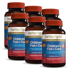 허브 오브 골드 칠드런 피쉬 아이 케어 오메가3 EPA DHA 츄어블 캡슐 Herbs of Gold Children's Fish-i Care, 60정, 6개