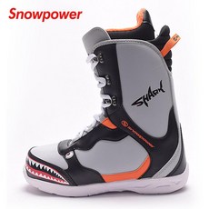 스노우보드 부츠 방수 와아어 발목보호 방한화 모피, 1개, 그레이 샤크 스트랩