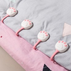 4개 8개 구성 캐릭터 이불 고정 클립 침대 시트 패드 밀림방지 간편꾹, 핑크4개