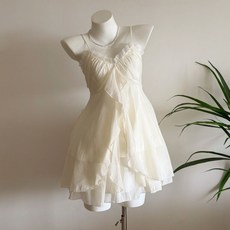 POSHOP 人魚戀歌 白色套裝vintage復古雪紡上衣套裝 顯瘦夏季