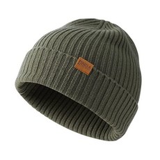 FUQILA 100% 메리노 울 커프 비니 모자 유니 따뜻한 겨울 모자 부드럽고 통기성이 좋으며 아늑한 스트레치 니트 커프 캡 압생트 그린
