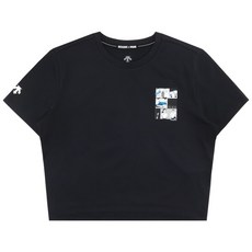 [데상트] 우먼스 그래픽 크롭 반팔 티셔츠 SQ222ETS65BLK