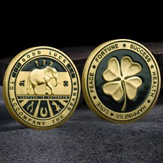 라온하제 특수코인 펜타곤 미국공군 네잎 크로버 가상화폐 기념주화 코인 암호화폐 동전 수집, 17 행운을 빕니다 골드