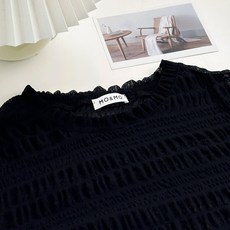 皺皺肌理紋網紗透膚長袖上衣 薄長袖內搭打底衫 韓系設計感上衣