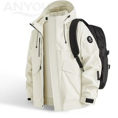 아웃도어 봄가을 남성 후드 탈부착 가능한 방풍 방풍 재킷 등산복 재킷 일상복 상의