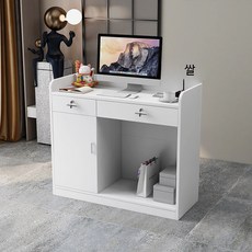 카운터 안내데스크 소형 인포메이션 데스크 좁은 공간형 테이블, G_따뜻한 화이트 2단 서랍장 100x40x92cm