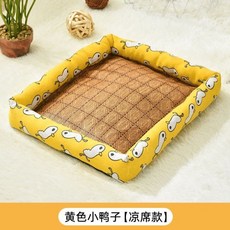 寵物涼席睡墊，適合中小犬貓，夏天適用, 1個, M 【50*40cm】建議4.0kg0,黃色小拽雞【涼席款】