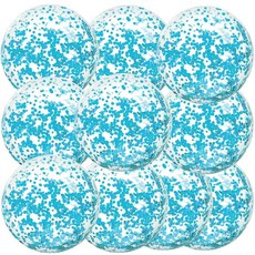 Civaner 공기 주입식 글리터 비치볼 10개 40.6cm(16인치) 대형 반짝이는 색종이 조각 당구공 투명 블로우 업 풍선 장난감 웨딩 베이비 샤워 생일 2026년 새해, Civaner 공기 주입식 글리터 비치볼 10개, 40