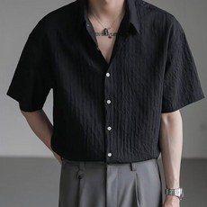 TIRA 남성 여름 반팔 셔츠 베이직 오버핏 데일리 캐주얼 비즈니스 무지 스타일