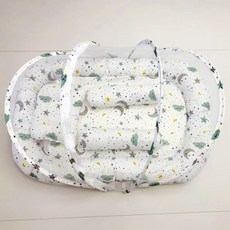 嬰兒床 防蚊便攜床窩, 涤棉月亮星星