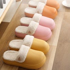 (제이펀마켓 당일발송) 겨울 굽높은 털푹신한 실내화 방수 실외 사무실 캠핑 커플 방한 보온 쿠션 층간소음 거실화