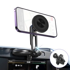 아이베리 프리미엄 듀얼모드 360도 회전 CD 슬롯 및 송풍구 차량용 맥세이프 자석 거치대, 블랙, 1개