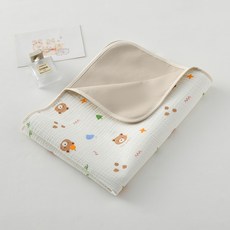 嬰兒防水隔尿墊 雙面兩用純棉床墊, 1個, 金桔熊-M號【50*60cm】