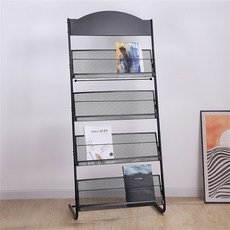 잡지 꽂이 신문 거치대 팜플렛 책 진열대 전단지 전시대, 4단, 블랙