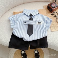夏季男童西裝套裝2025新款韓版短袖襯衣兒童休閒小禮服童裝潮