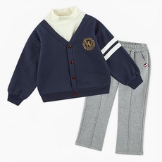 MARI N MORI 男童線條帥氣刷毛上下衣套裝