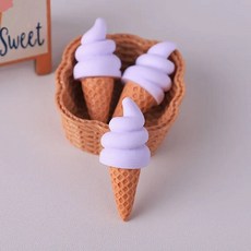 음식 모형 3pcs 미니 아이스크림 콘 디저트 인형 집 Diy 미니어처 놀이 장난감 장식 수지 공예 시뮬레이션 홈, 옵션01) 3pcs, 옵션04) purple