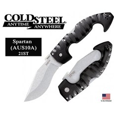 Cold Steel冷鋼斯巴達折刀重型日本AUS10A鋼黑色Grive柄, 1個